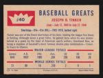 Joe Tinker 1960 Fleer Cubs #40 Card