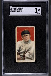1909-1911 T206 HOF JOHN MCGRAW PORTRAIT With Cap Sweet Caporal SGC Baseball Card