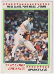 1978 Topps #2 Sparky Lyle New York Yankees '77 Record Breaker