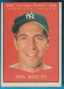 1961 Topps Phil Rizzuto, Shortstop, New York Yankees- 1950 A. L. MVP- # 471(C)