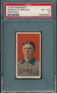 1909-11 T206 Piedmont 350 Mordecai Brown Portrait  PSA 4 HOF Chicago National 