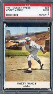 1961 Golden Press #26 Dazzy Vance PSA 9 Dodgers HOF *DS15929