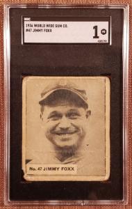 1936 World Wide Gum #47 Jimmie Foxx Athletics Red Sox Baseball Card SGC 1 HOF