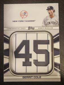 2022 Topps Gerrit Cole Player Jersey Number Medallion Commemorative Relics