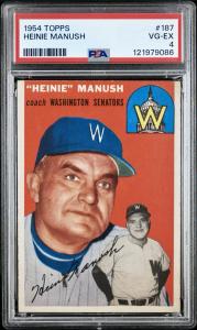 1954 Topps HEINIE MANUSH #187 - PSA 4 VGEX  (Washington Senators)
