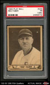 1940 Play Ball #230 Red Faber White Sox HOF PSA 1 (MK) - POOR