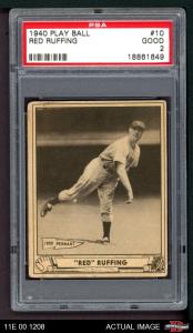 1940 Play Ball #10 Red Ruffing Yankees HOF PSA 2 - GOOD