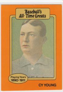1987 Hygrade All-Time Greats #NNO Cy Young Promos (Red Backs) Small text on back