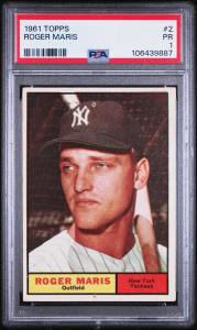 1961 Topps #Roger Maris New York Yankees #2 Graded PR PSA 1