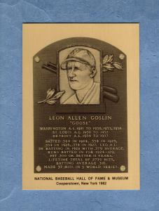 LEON "GOOSE" GOSLIN, Senators | Official Hall of Fame METAL plaque-card | 1/1000