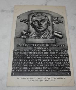 1953-1955 Type I Baseball Hall of Fame Plaque Joe McGinnity Exhibit Postcard