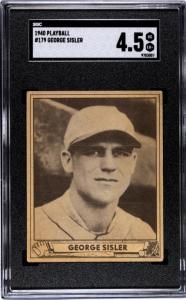 1940 PLAY BALL GEORGE SISLER 179b VG-EX+ SUPERMAN AD SGC 4.5 ST. LOUIS BROWNS