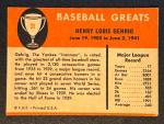 1961 Fleer Baseball Greats #31 Lou Gehrig G/VG