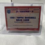 2026 Topps Series 1 - 1991 Game Used Relic Black /199 CC Sabathia - NY Yankees