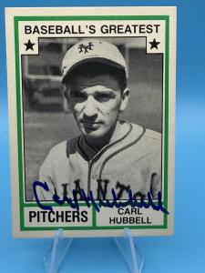 CARL HUBBELL 1982 TCMA GREATEST PITCHERS NEW YORK GIANTS CARD #37 Autographed