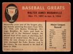1961 Fleer Baseball Greats Rabbit Maranville #124 PR Pittsburgh Pirates