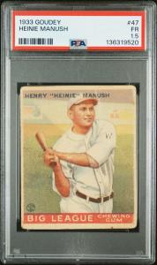 1933 Goudey Baseball #47 Henry "Heinie"Manush (Washington Senators) (RC) PSA 1.5