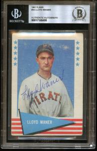 Lloyd Waner HOF Signed 1961 Fleer #84 Pirates BGS BAS AUTO Low Pop