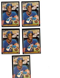 (5)x Darryl Strawberry 1985 Donruss #312 Baseball Trading Card Lot New York Mets