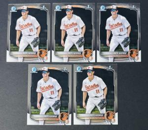 Nate George 1st 2025 Bowman Chrome Prospects #BCP-184 Baltimore Orioles Lot Of 5