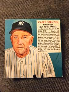 1952 Red Man All-Star Baseball Card #1A Casey Stengel NYYankees G-VG Pinholes