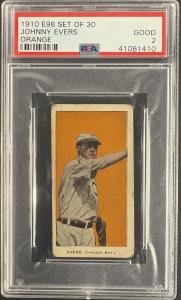 1910 E98 Set of 30 Johnny Evers Orange PSA 2 GD New Label