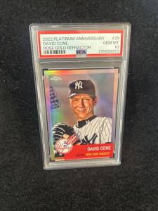 PSA 10 2022 CHROME PLATINUM ANNIVERSARY REFRACTOR ROSE GOLD DAVID CONE /75 POP 1