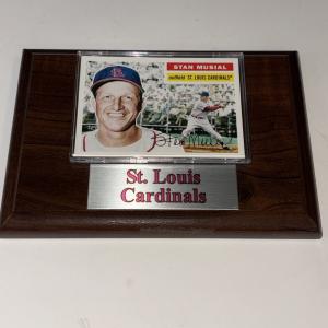 1956 Topps Stan Musial Variation Card St Louis Cardinals Wood Display Plaque