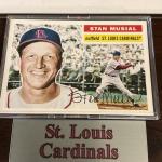 1956 Topps Stan Musial Variation Card St Louis Cardinals Wood Display Plaque