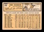 1963 Topps Bobby Richardson #420 Card