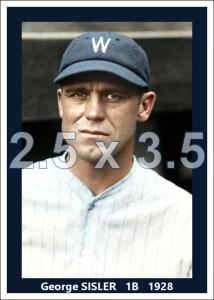 George Sisler 1928 Washington Senators Colorized Print