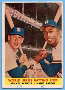 1958 Topps #418 Mickey Mantle Hank Aaron Card