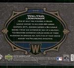2007 SP Legendary Cuts Walter Johnson Card #199