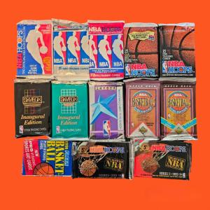 13 Vintage Unopened NBA Basketball Card Packs