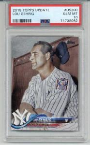 2018 Topps Update Lou Gehrig Yankees PSA 10