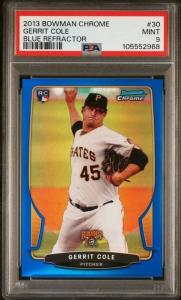 2013 Bowman Chrome Gerrit Cole Blue Refractor RC