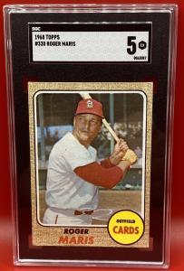 Roger Maris 1968 TOPPS #330 Card - SGC 5