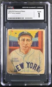 1934-36 Diamond Stars Tony Lazzeri Card