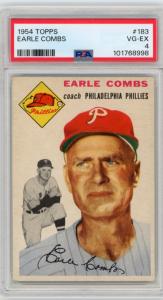 1954 Topps Earle Combs Card #183 – PSA 4