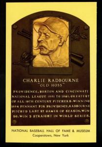 Charlie Radbourne Hall of Fame Plaque Postcard