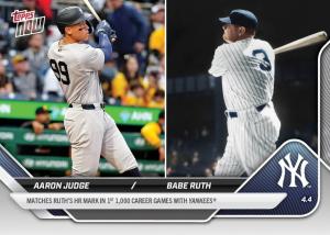 2025 Topps Now Yankees Aaron Judge Babe Ruth Card