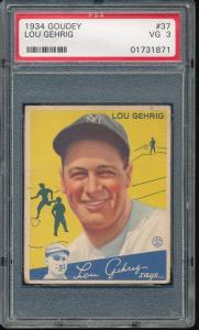 1934 Goudey Lou Gehrig Baseball Card #37