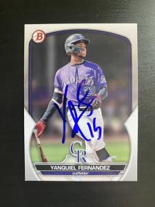 Yanquiel Fernandez Autographed 2023 Topps Card
