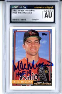 Mike Mussina Autographed Card 1992 Topps HOF