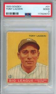 1933 Goudey Tony Lazzeri Yankees Baseball Card #31