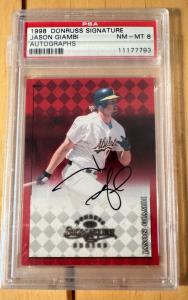 1998 Donruss Jason Giambi Auto PSA 8 Card