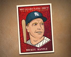 Mickey Mantle 1961 Topps Glitter Sticker Card