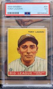 Tony Lazzeri 1933 Goudey #31 Yankees Card
