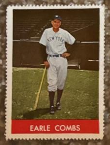 1943 Earle Combs Yankees HOF Stamp Card