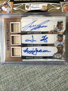 Reggie Jackson Giambi Canseco Autographed Card 2/15